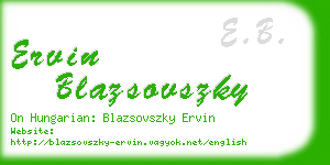 ervin blazsovszky business card